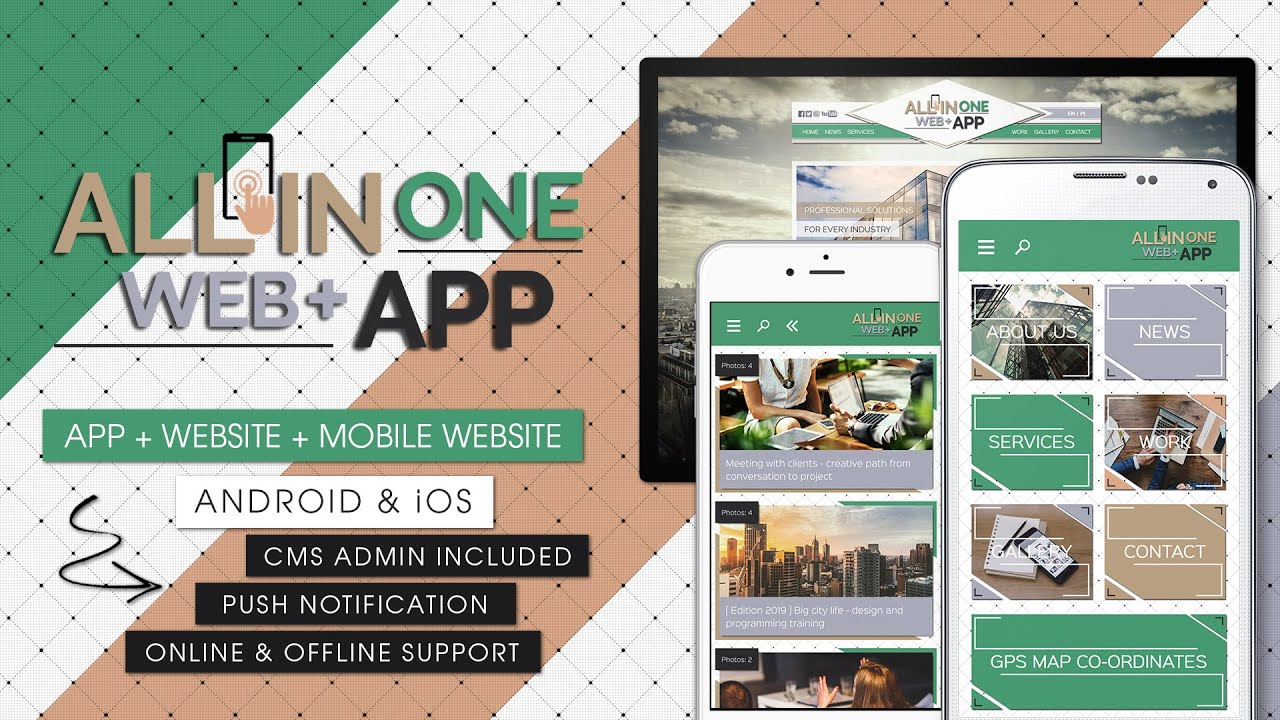 All In One Web+ App - Android & iOS / Cordova / Push Notification / App ...