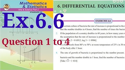 Exercise 6.6,HSC,12th Maths2,question1 to 4,Differentiation Equations,state board,new syllabus 2020
