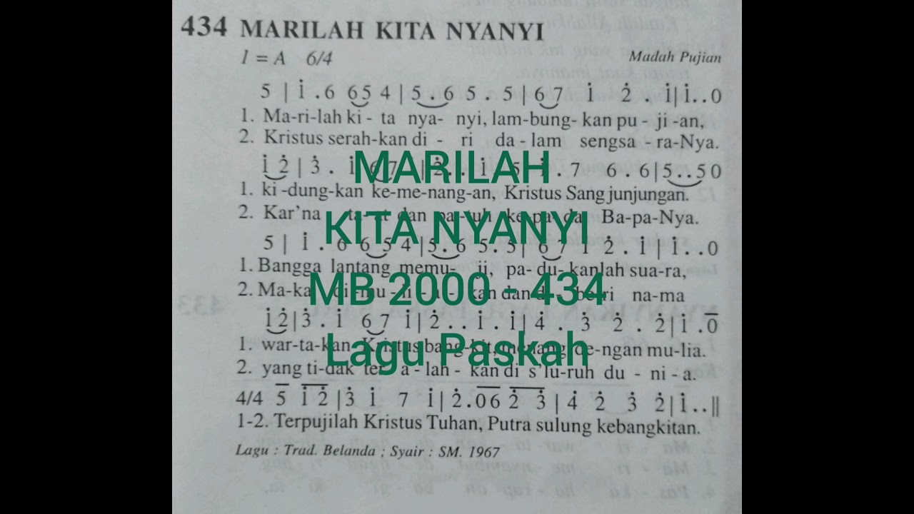 Marilah Kita Nyanyi Mb 2000 434 Lagu Paskah Madah Pujian Youtube