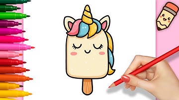How to Draw a Unicorn Popsicle | Step by Step Easy Drawing for Kids | Melo Sketchy