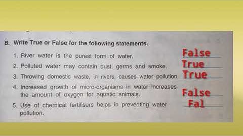 Dav Class- 4 Ch-10 Water Pollution (Book Exercises) Part-2