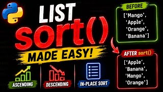 Python List sort() Made EASY 🔥 | Ascending & Descending Order | For Beginners 