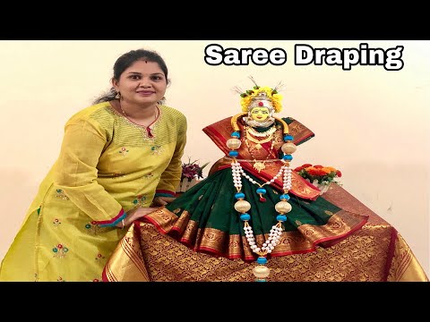 simple-saree-draping-for-varamahalakshmi-in-kannada-|-ವರಮಹಾಲಕ್ಷ್ಮಿ-ಅಲಂಕಾರ-with-english-sub-title