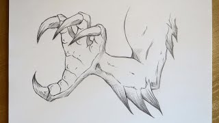 Realistic Dragon Claw Drawing | Step By Step | Easy Pencil Sketch Tutorial 🐉