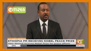Ethiopia's Prime Minister Abiy Ahmed moments ago been handed his Nobel Peace Prize medal Ethiopia's Prime Minister Abiy Ahmed moments ago been handed his Nobel Peace Prize medal