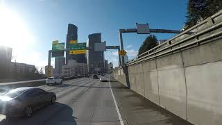 Seattle Driving - Harbor Ave SW - West Seattle High Bridge - I-5 N - Mostly Clear Day - 4k