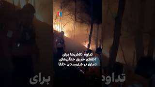 تداوم تلاش‌ها برای اطفای حریق جنگل‌های نمنق در شهرستان جلفا