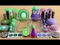 Mixing "Kiwi VS Eggplant" Eyeshadow and Makeup,parts,glitter Into Slime!Satisfying Slime Video!★ASMR