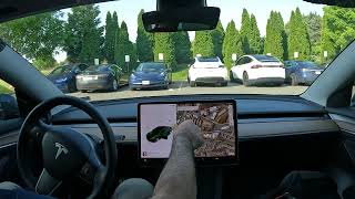 auto park a tesla with one tap. this is real world artificial intelligence tesla fsd beta. #4k