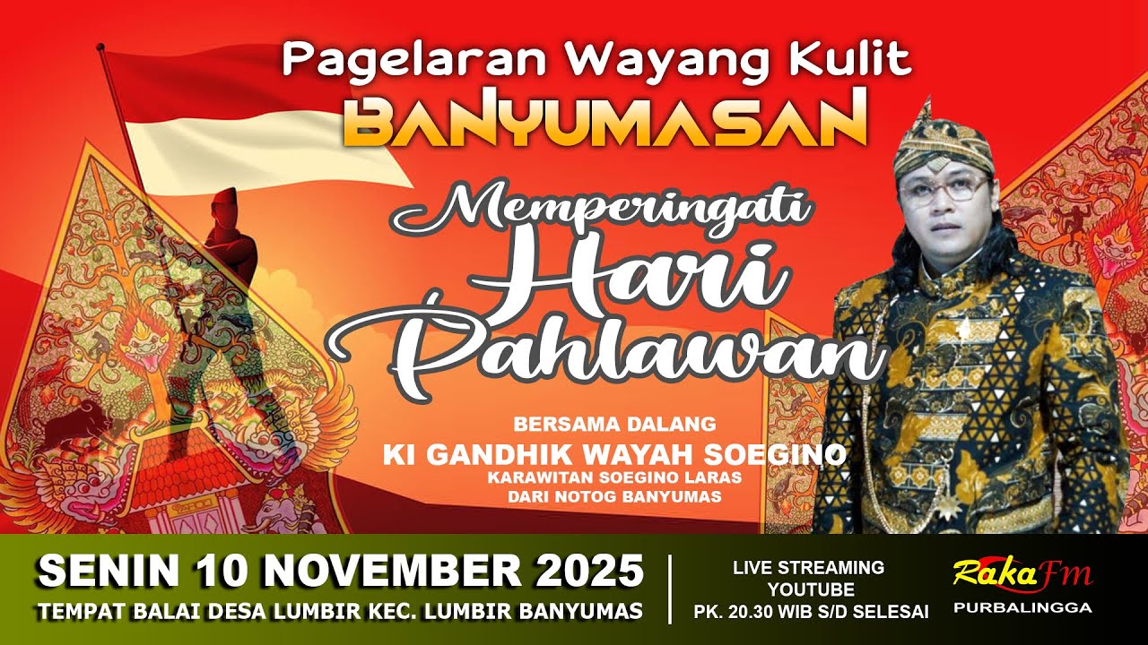 LIVE Wayang Kulit Banyumasan || Ki Gandhik Wayah Soegino || Lakon Wahyu Kusuma Bangsa 10-11-2025