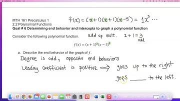 MTH 161 Section 2.2 ALEKS Topic: Determining end behavior and intercepts to graph a polynomial funct