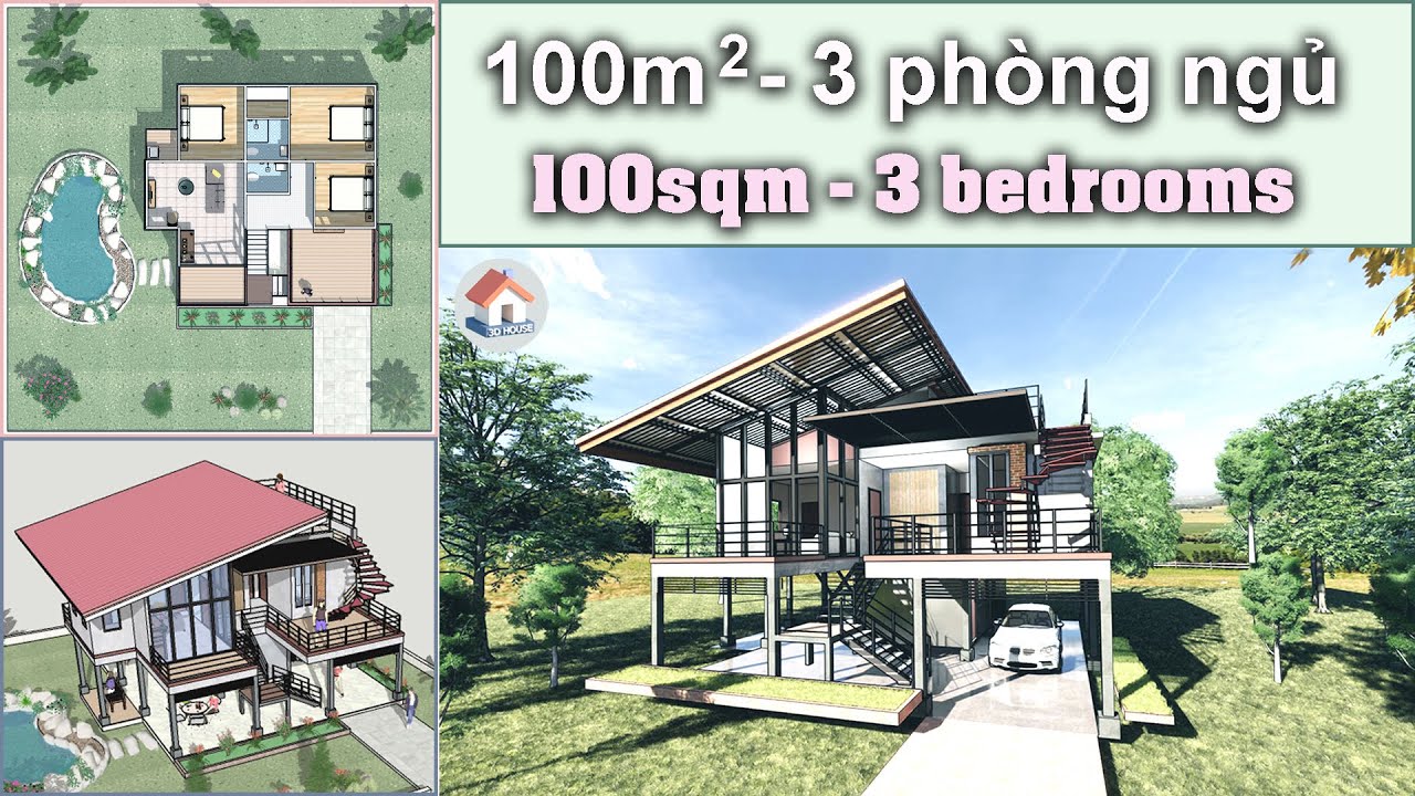 Mẫu nhà lắp ghép 2 tầng giá rẻ, 3 phòng ngủ, 100m² ○ Two storey ...