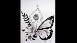 How to draw Beautiful Butterfly | Pencil Sketch | Queen Of Forest screenshot 4