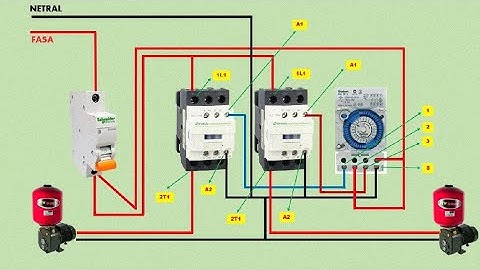 Connection Diagram Running 2 Single Phase Water Pumps With 2 Contactors and 1 Theben Timer