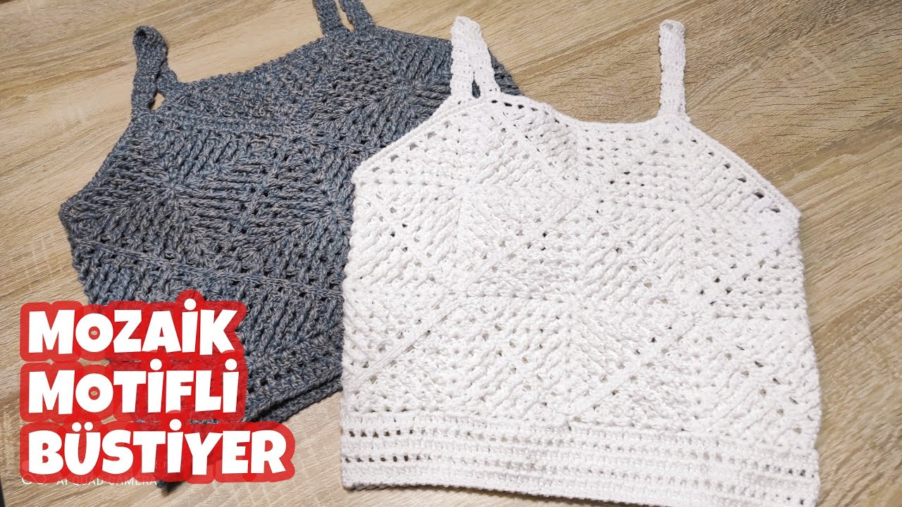 MOZAİK MOTİFLİ BÜSTİYER BLUZ ✅ İKİ AYRI ŞEKİLDE KULLANIN ✅❤️@orguhocam #tığişiörgüler #örgübluz