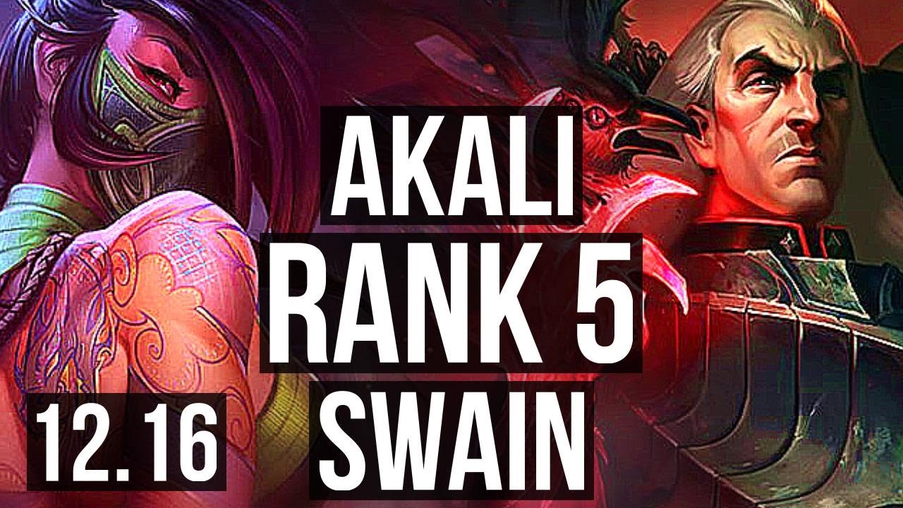 AKALI vs SWAIN (MID) Rank 1 Akali, Rank 5, 6/1/7 TR Challenger 12