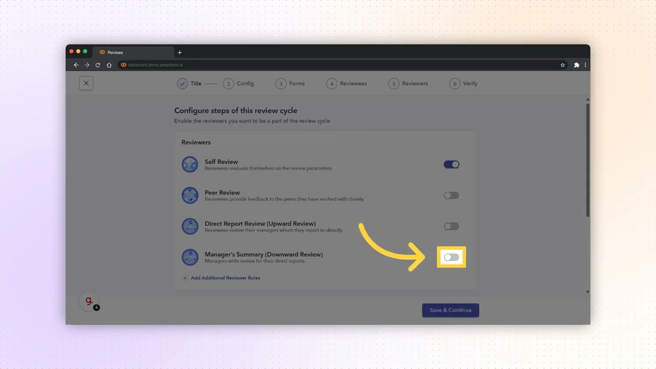 Quick Guide for Admins Self & Manager Review Setup