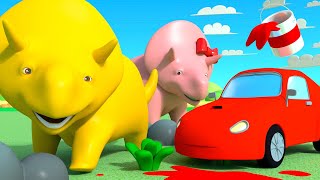 learn colors dino dina paint cars