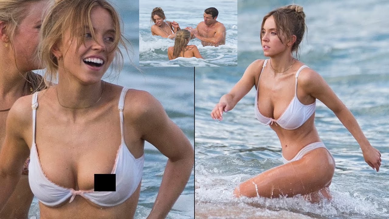 Sydney Sweeney Suffers a Nip Slip as She Goes Swimming in Lingerie