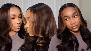 a hairstyle every girl looks pretty with💗 middle part+soft curls on a lace closure wig | Luvme hair