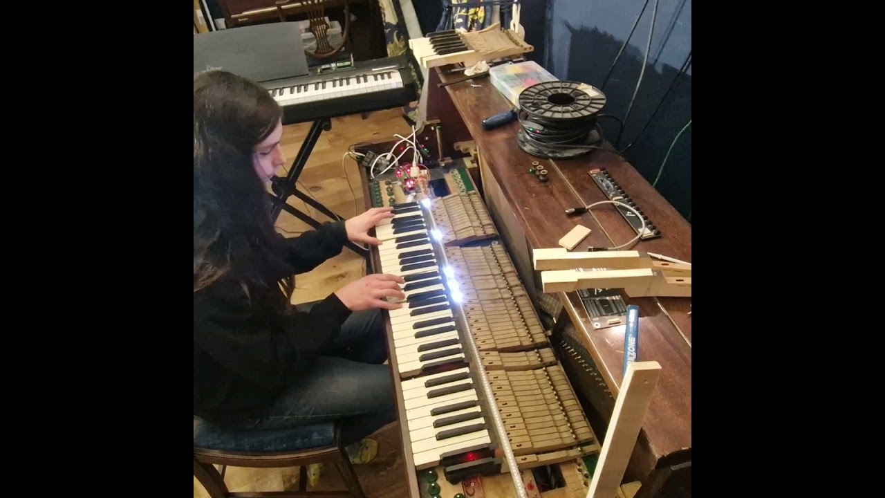 Lexi noodling around with the MIDI sensor bar 