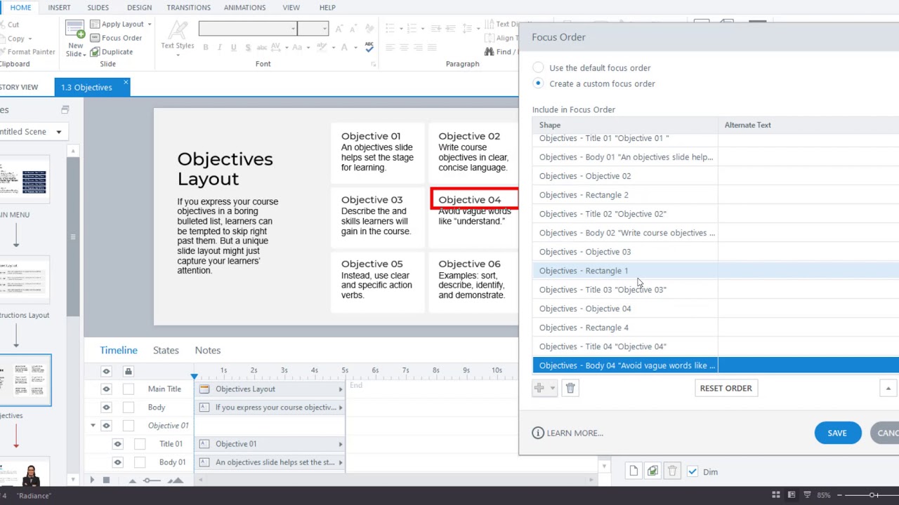 Storyline Focus Order Example Adjusting Reading Order in Articulate Storyline - YouTube