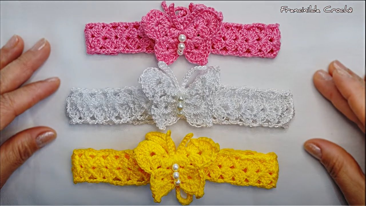 🦋 Faixa borboleta em crochê rápida e fácil | Crochê passo a passo