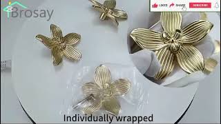 Gold Flower Drawer Knobs Gold,12Pcs
