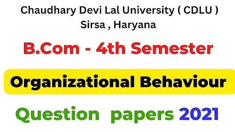 Organisational Behaviour | B.Com 4th Semester Question Paper | Cdlu 2021 | OB 2021 Previous year