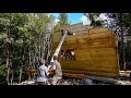 Tiny LOG CABIN Build - S2E6: LOG WALLS Are Finished and Main Beams for ROOF CONSTRUCTION