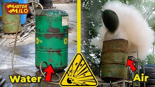 Pneumatic vs hydraulic explosion! What are the differences?     [DON'T TRY THIS AT HOME]