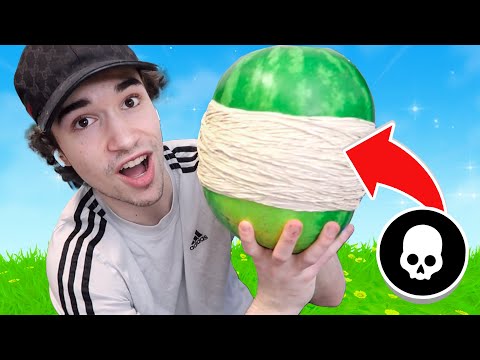 i put RUBBER BANDS on a WATERMELON every time i die in Fortnite