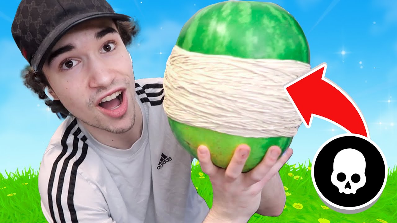i put RUBBER BANDS on a WATERMELON every time i die in Fortnite YouTube