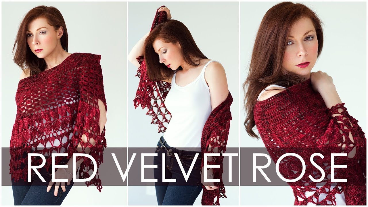 RED VELVET ROSE (Section 3) - How To Crochet a Stunning and Elegant Shawl / Wrap.