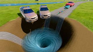 🚀 BIG &amp; SMALL CARS vs MONSTER PIT #14 💥🕳️ | BeamNG.drive Crash Challenge | Impala BeamNG