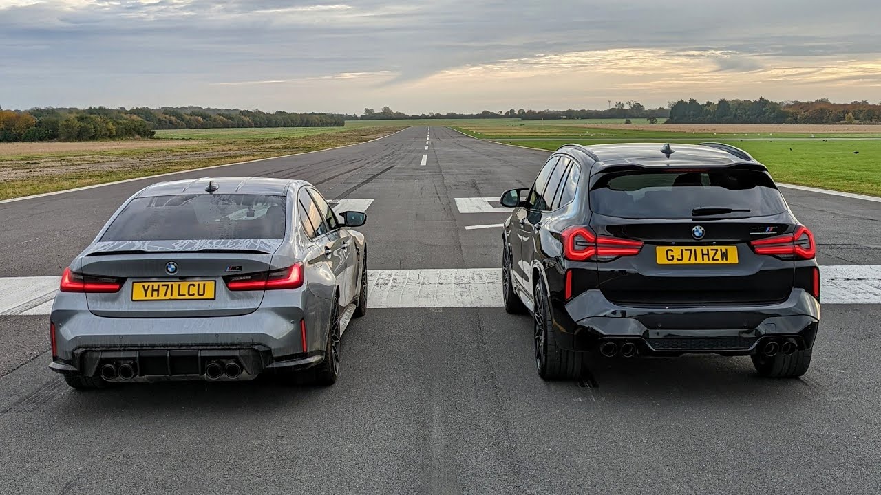 ⁣New BMW M3 xDrive vs X3M Comp DRAG RACE + Science | 4K