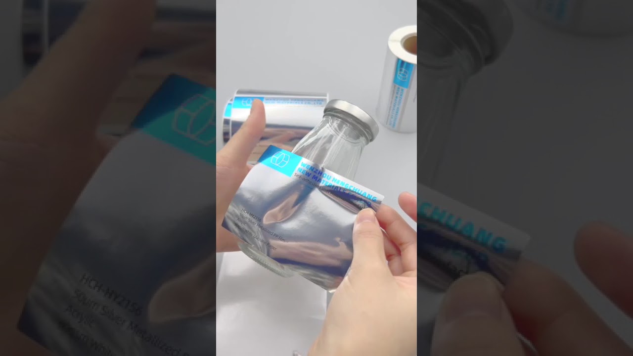 HCH-HY2156 50&mu;m Bright silver PP film/Acrylic/60gsm White glassine