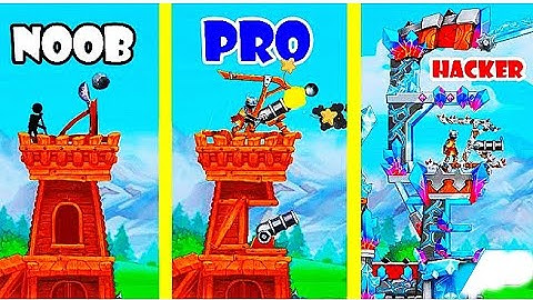 The Catapult 2 - NOOB vs PRO vs HACKER! Max Level Upgrade Of The Castle, Towers,Archers And Cannons
