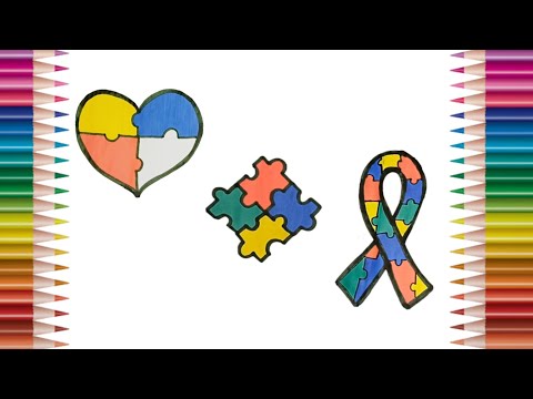 How to DRAW AUTISM SYMBOLS! 🧩💙 Como DESENHAR os SÍMBOLOS DO AUTISMO! 🩵 #autism #autismo #drawing