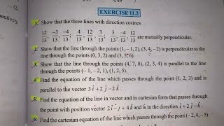 EX 11.2  Q10 TO Q17 SOLUTIONS OF THREE DIMENSIONAL GEOMETRY NCERT CHAPTER 11 CLASS 12th(PART2)