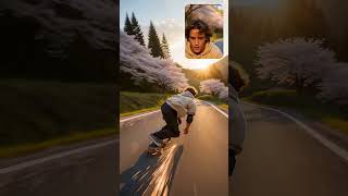 Downhill Skateboard Chase Through Spring Mountains 🛹🌸 | Hyper Realistic AI
