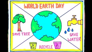 World Earth Day Drawing || World Earth Day Poster Drawing Easy steps || Save Tree Save Earth Drawing