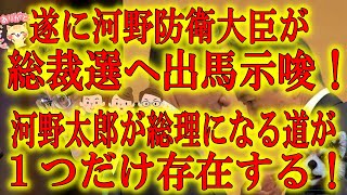 【河野防衛大臣総裁選出馬を示唆！河野総理誕生の道は１つだけある！】遂に河野防衛大臣が総裁選への出馬を示唆！ダメ元で出馬か？と思いきや、１つだけあるんだ！河野総理大臣誕生の光の道が！それは「麻生の乱」！