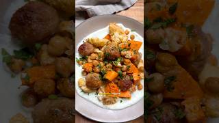 Sheet Pan Veggies & Meatballs, YUM!
