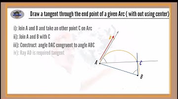 Draw a tangent through the end point of a given arc without using center