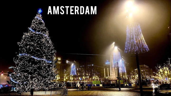 🎄Amsterdam Christmas Lights in the Fog💨Christmas Tree Lights Walking Tour 2022
