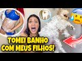 LEVEI MEUS FILHOS PRO BANHO SOZINHA EM CASA!! *olha isso* 😰