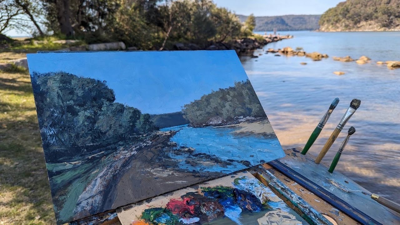 Outdoor Oil Painting - Australian Coastal Inlet - YouTube