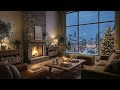 【4k】Cozy European Winter Room ❄️ Fireplace, Snow & Calm Christmas Ambience