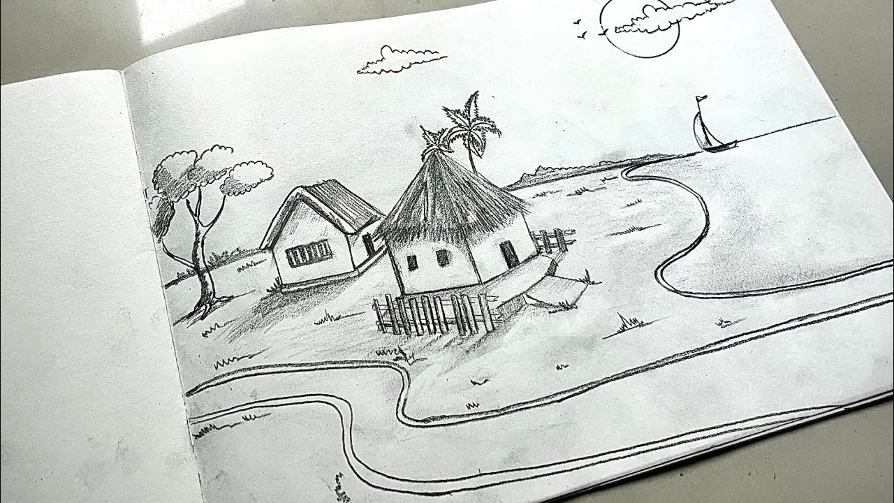 Beach 🏝️ House How to Draw ️ dimple Drawing - YouTube